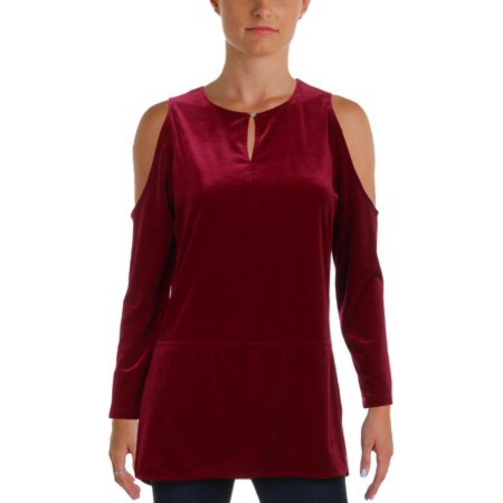 Ralph Lauren Velvet Cold Shoulder Top L